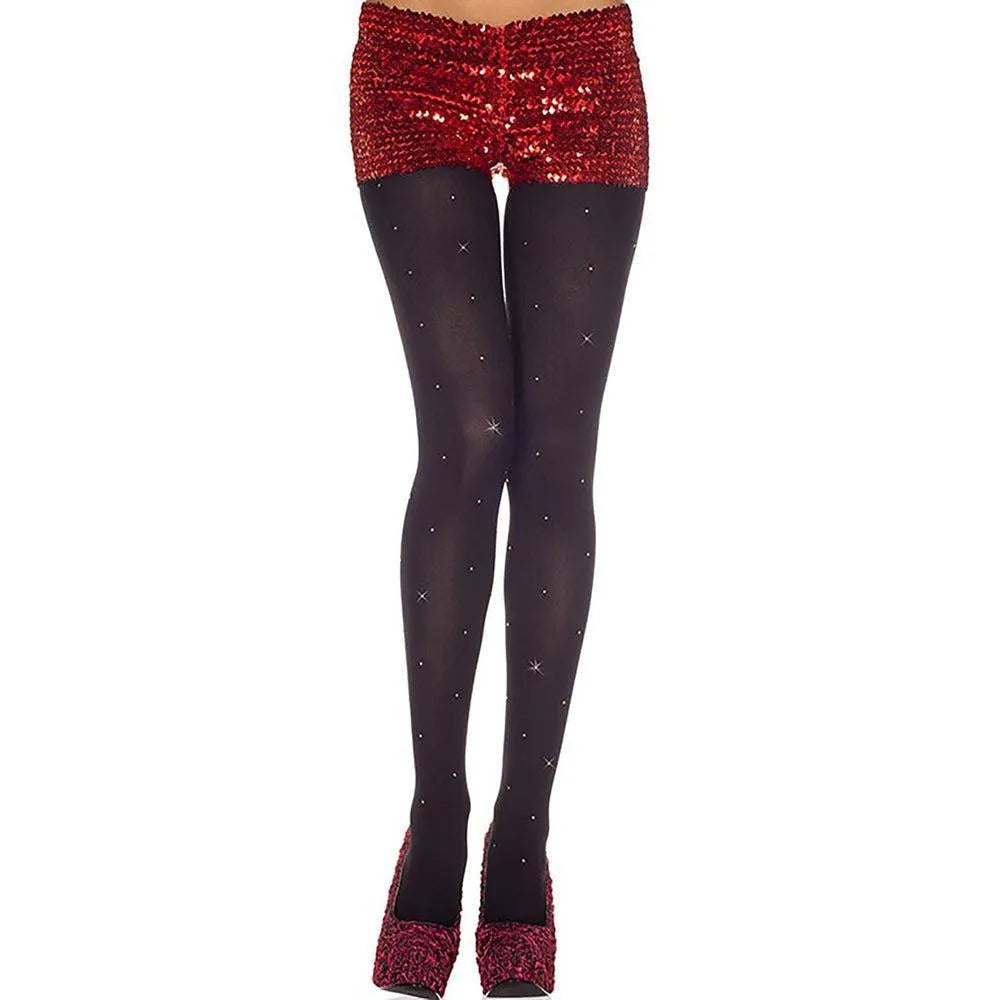Collant Noir Opaque Brillant Pour Soirée