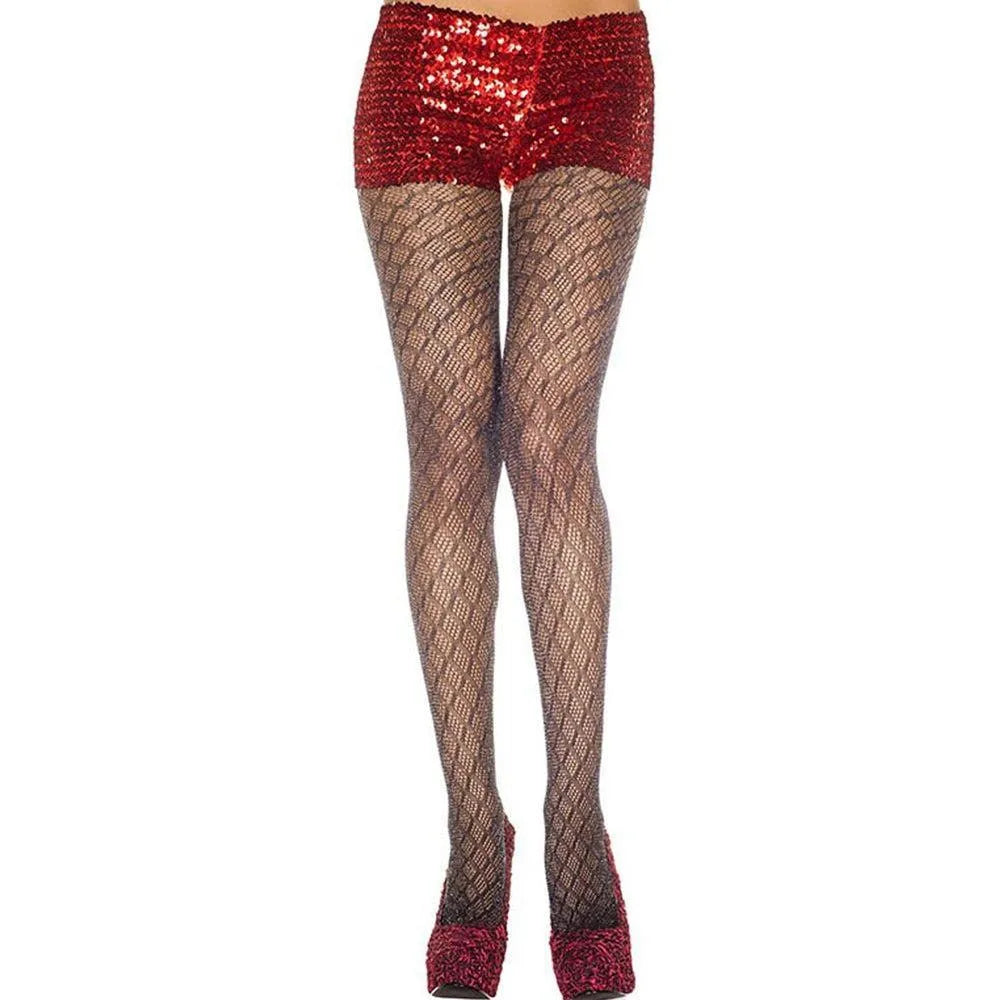 Collant Nylon Fantaisie Noir Motifs Géométriques