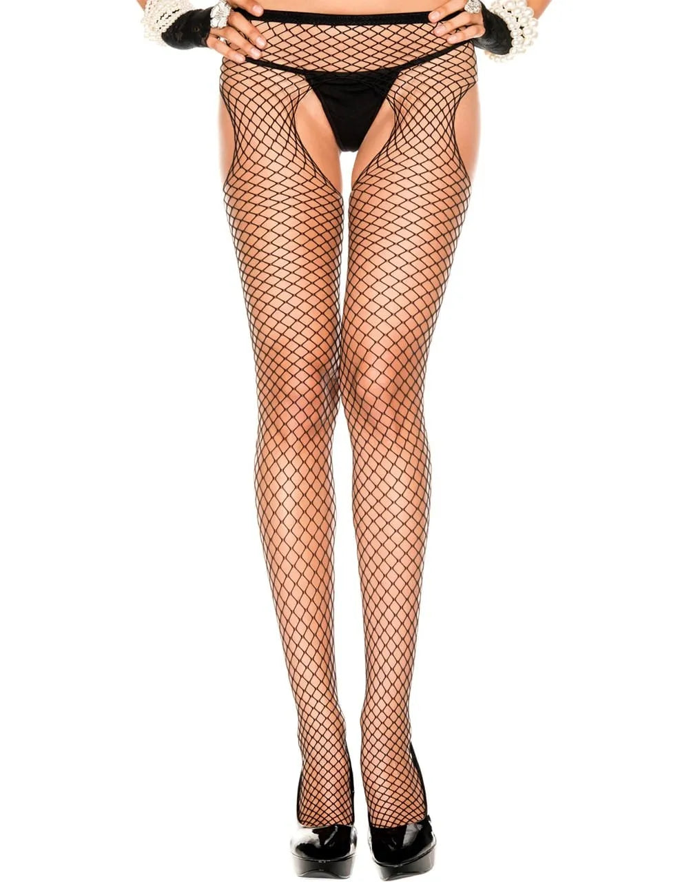 Collant Résille Noir Sexy Échancré Music Legs