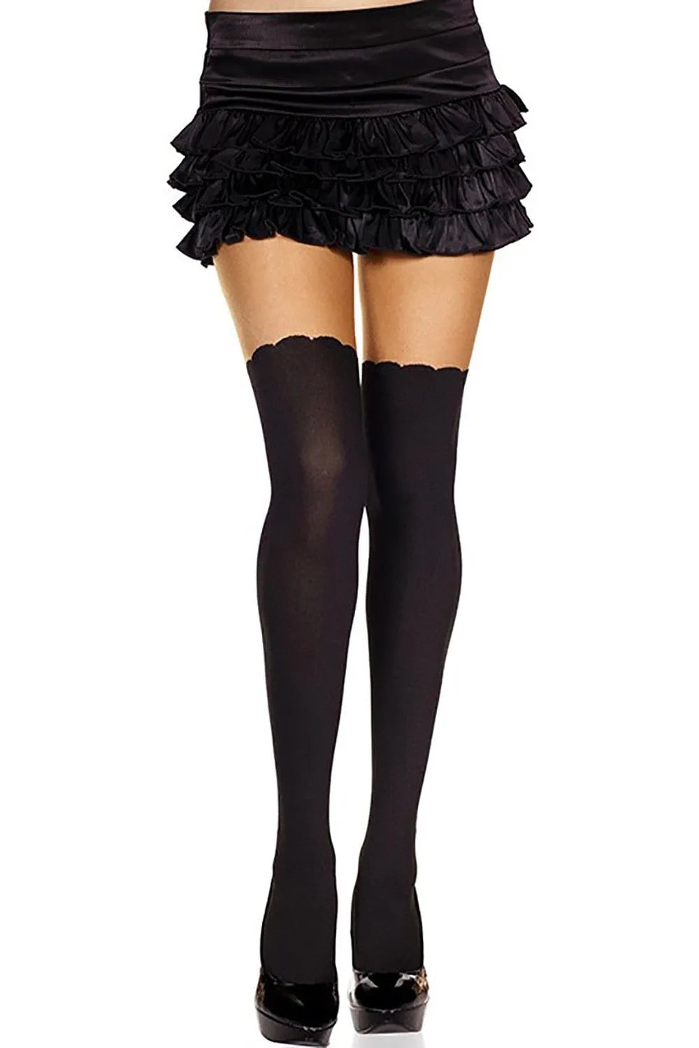 Collant bicolore vague noir et chair, design élégant, nylon spandex, ajustement parfait, sensualité et confort.