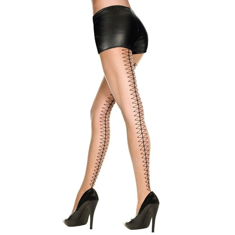 Collant Sexy Effet Laçage Losange Nylon