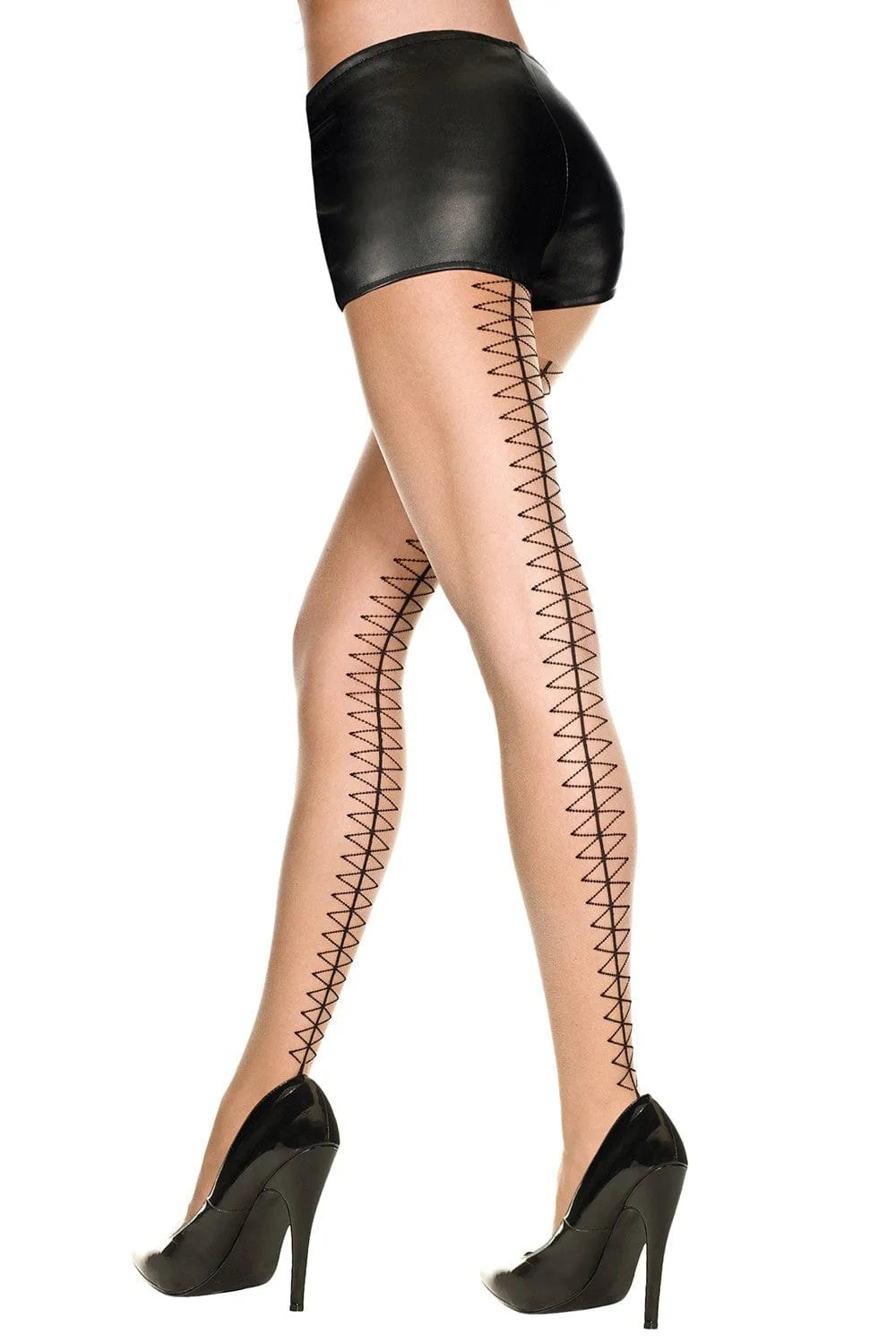 Collant Sexy Effet Laçage Losange Nylon