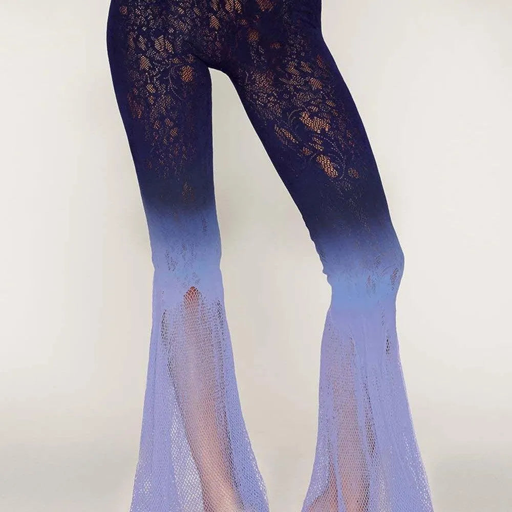 Collants Résille Dégradé Années 70 Bleu Violet