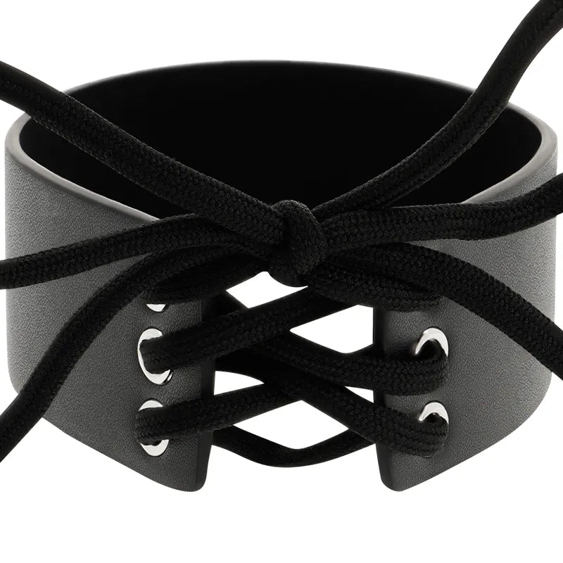 Collier Bdsm Cuir Végétalien Noir Ajustable