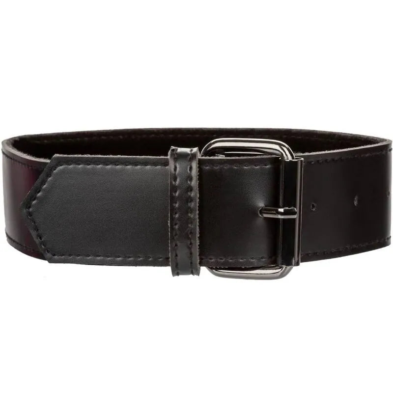 Collier BDSM en cuir végétalien noir avec chaîne métallique, fermeture boucle, intérieur velours doux, boutons-pression.