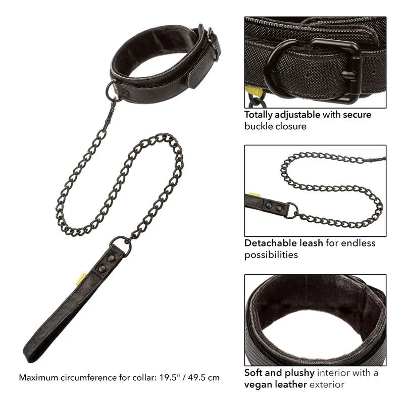 Collier Bdsm En Cuir Végétalien Avec Laisse