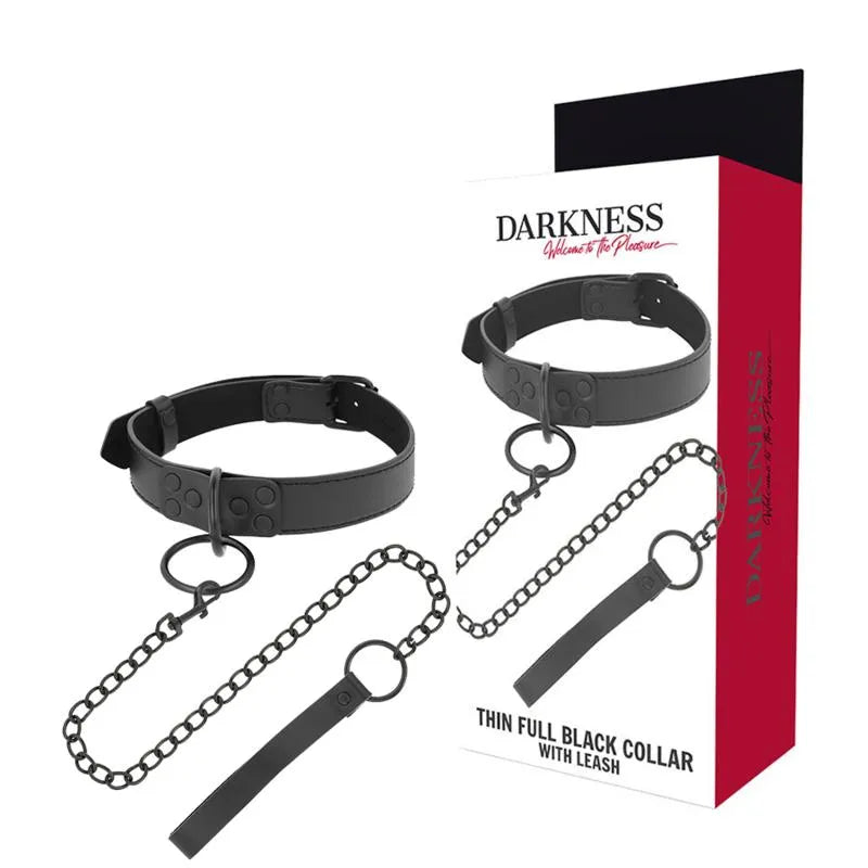 Collier Bdsm En Néoprène Noir Avec Chaîne