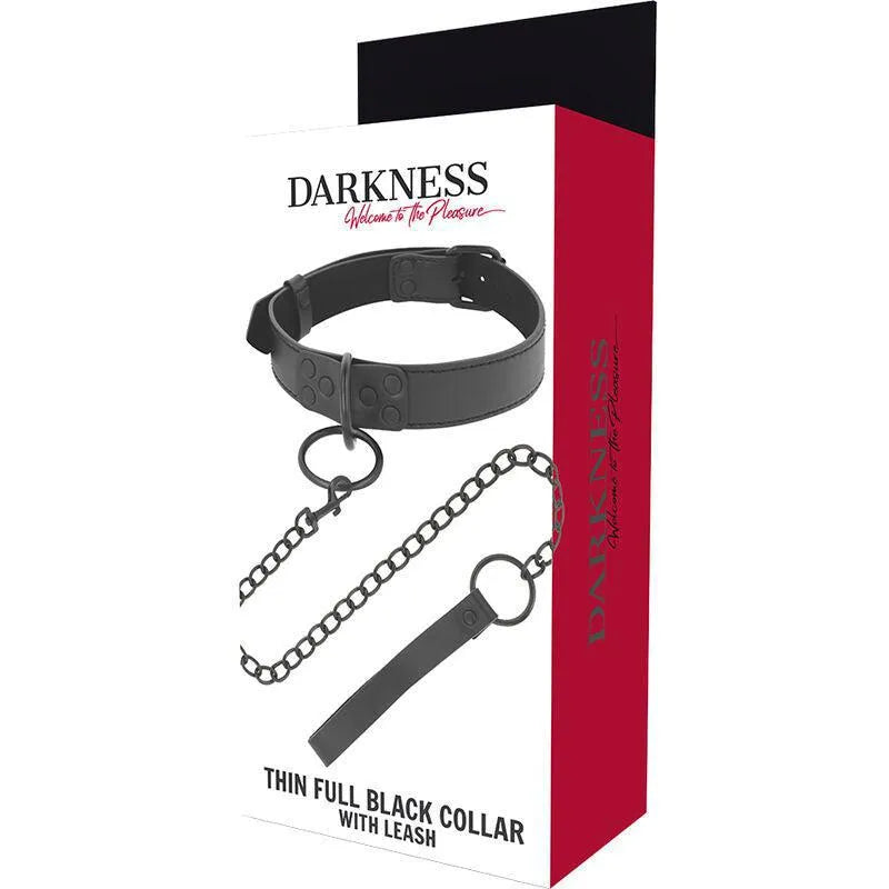 Collier Bdsm En Néoprène Noir Avec Chaîne