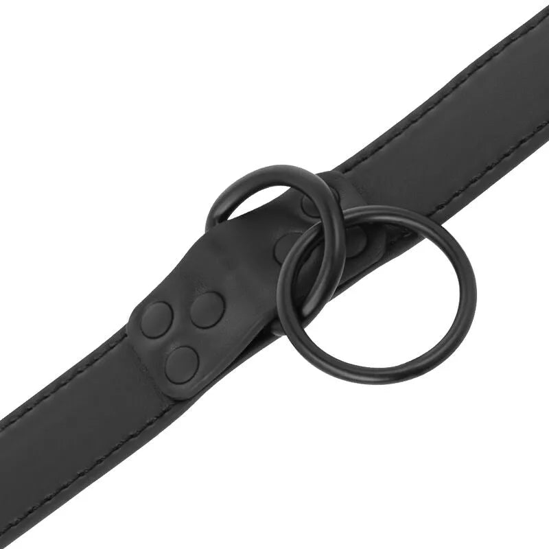 Collier Bdsm En Néoprène Noir Avec Chaîne