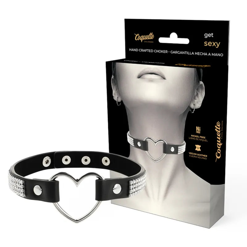 Collier Bdsm Réglable Cuir Vegan Noir