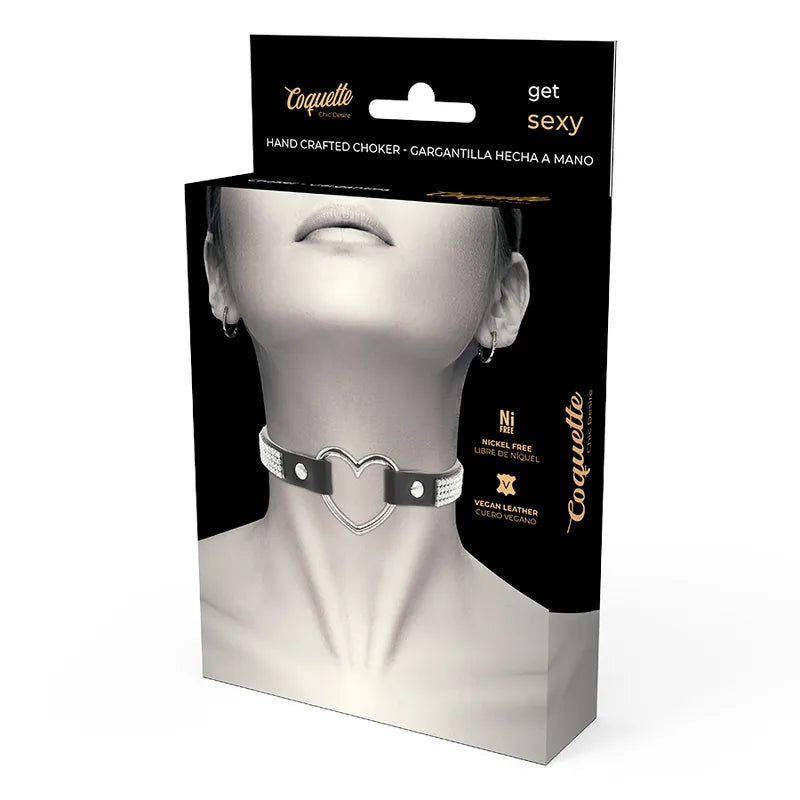 Collier Bdsm Réglable Cuir Vegan Noir