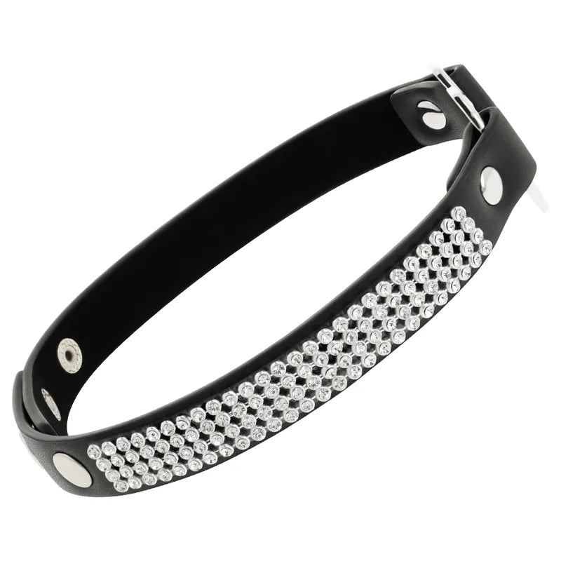 Collier Bdsm Réglable Cuir Vegan Noir