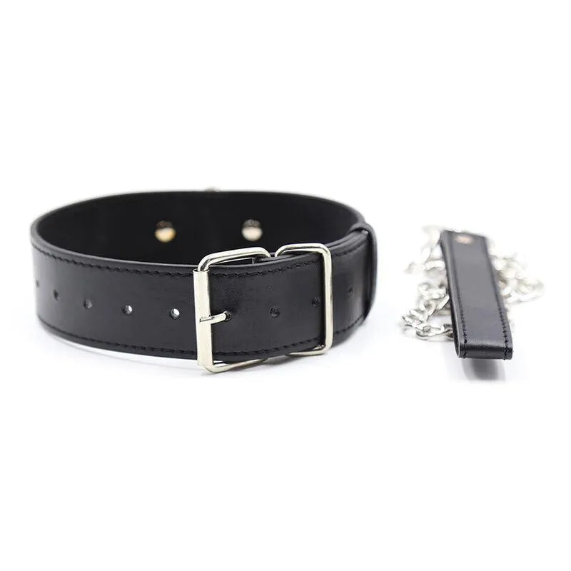 Collier De Bondage Ajustable En Simili Cuir