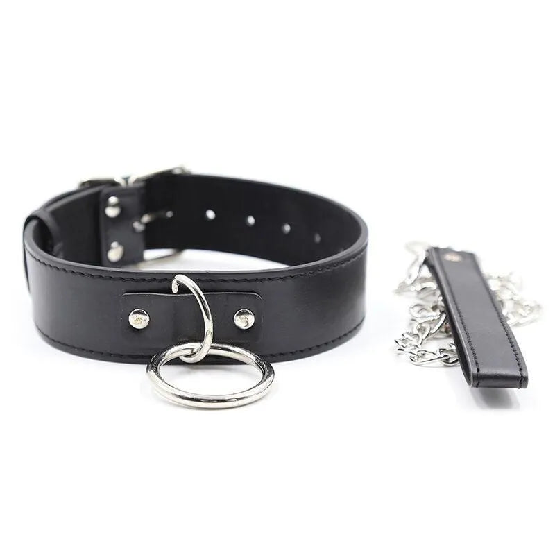 Collier De Bondage Ajustable En Simili Cuir