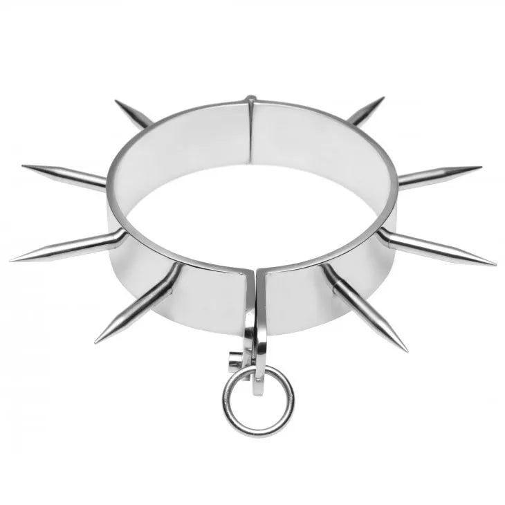 Collier De Bondage En Acier Chromé Avec Pointes