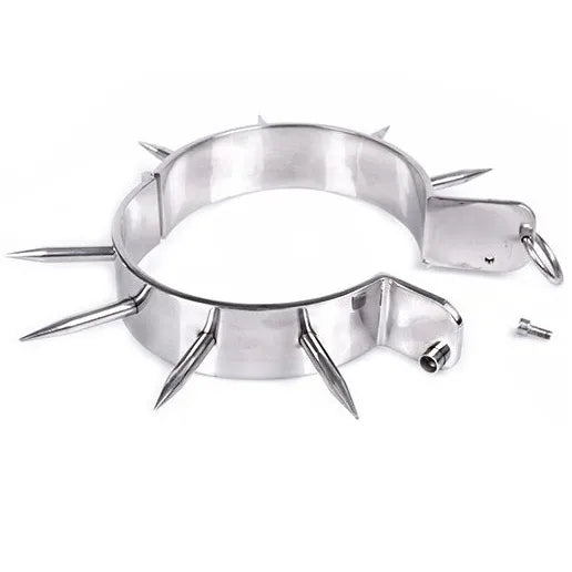 Collier De Bondage En Acier Chromé Avec Pointes