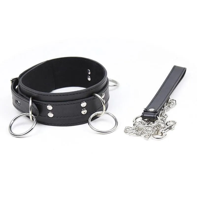 Collier Laisse Fétiche Simili Cuir Ajustable