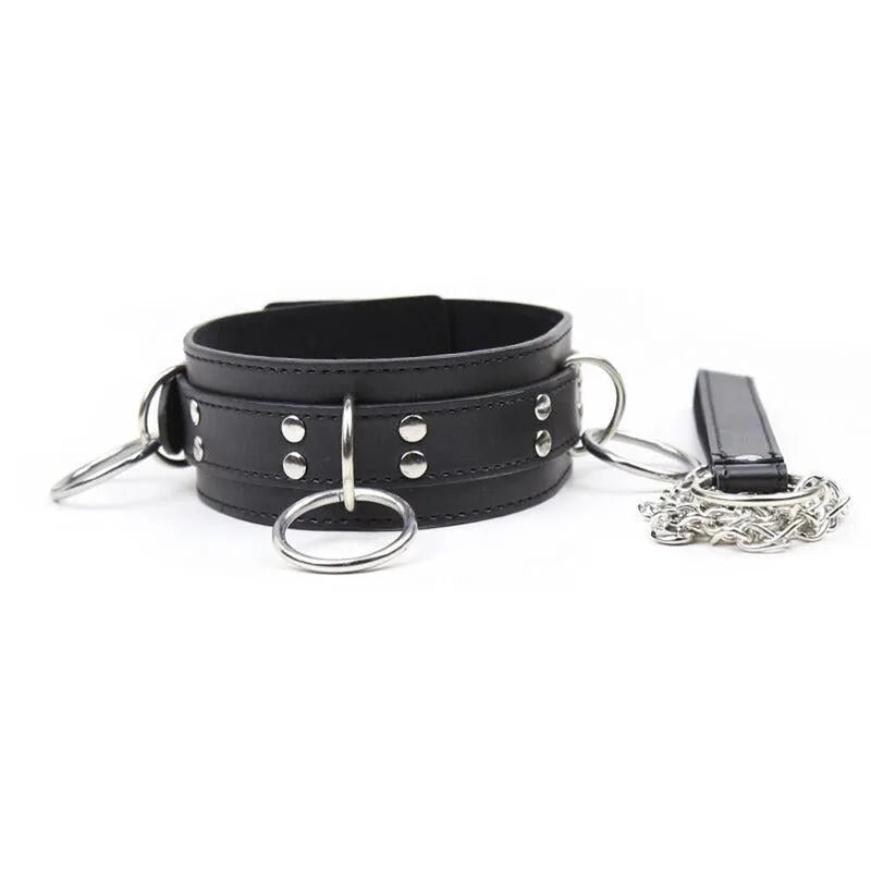 Collier Laisse Fétiche Simili Cuir Ajustable