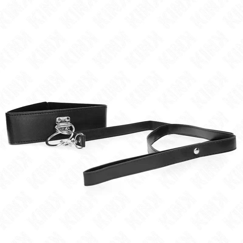 Collier BDSM en cuir noir véritable, ajustable, avec boucle métallique élégante pour confort et style optimal.