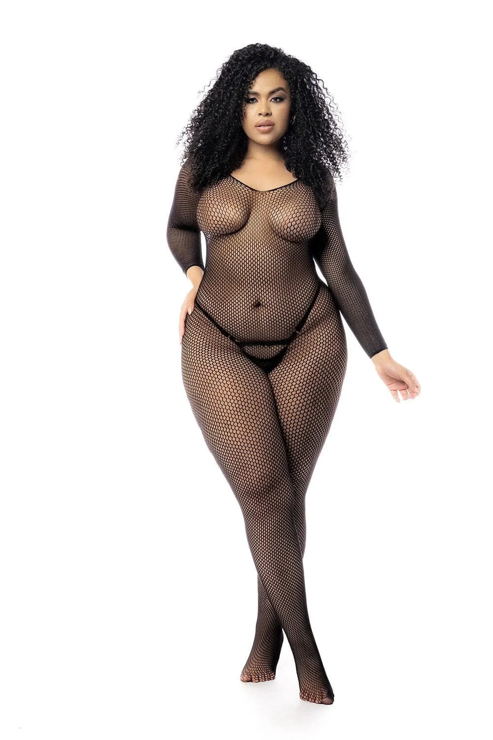 Combinaison Sexy Grande Taille Résille Noire