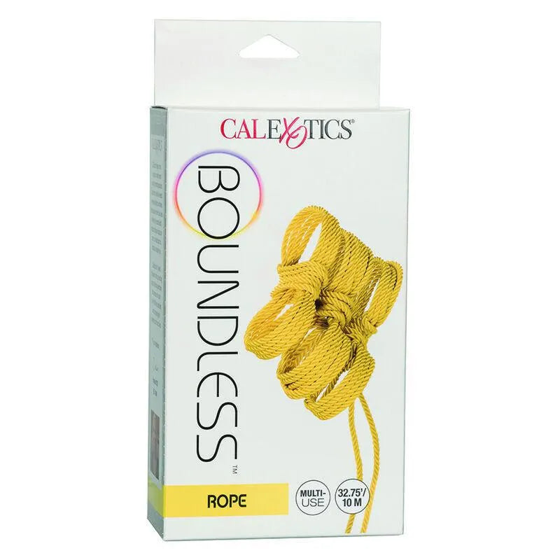 Corde BDSM jaune en coton polyester, 10m, douce et résistante, idéale pour bondage créatif et sécuritaire.