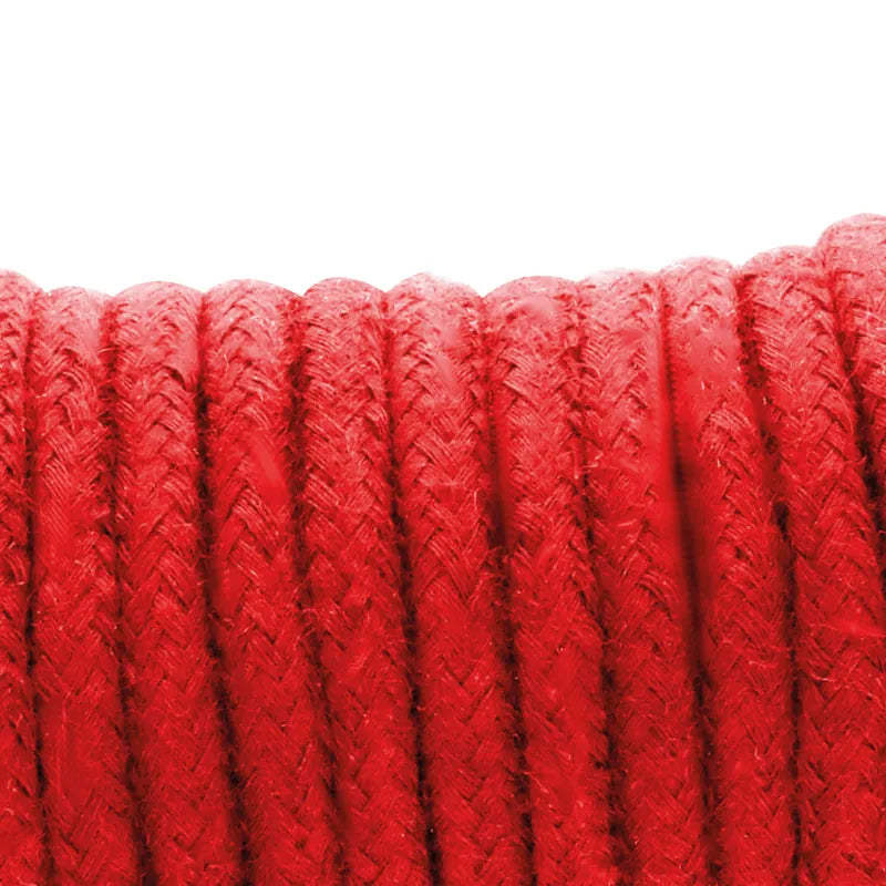 Corde de bondage rouge en coton japonais, texture douce, 5 mètres, idéale pour jeux érotiques sécurisés.