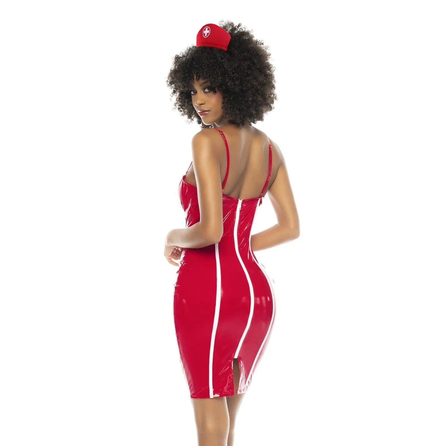 Costume Infirmière Vinyle Audacieux Avec Coiffe