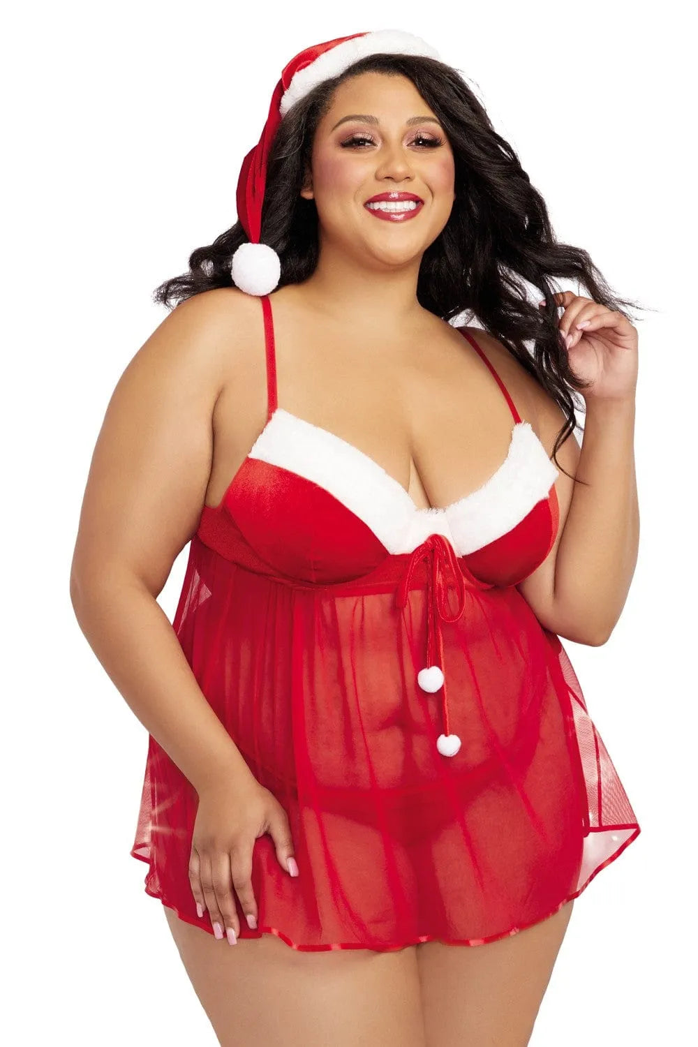 Costume Sexy Mère Noël Grande Taille Rouge