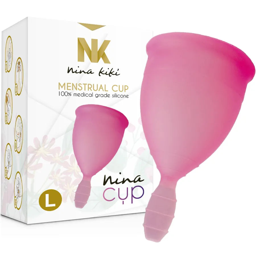 Coupe menstruelle rose en silicone médical taille L avec boîte, écologique et réutilisable pour hygiène intime.