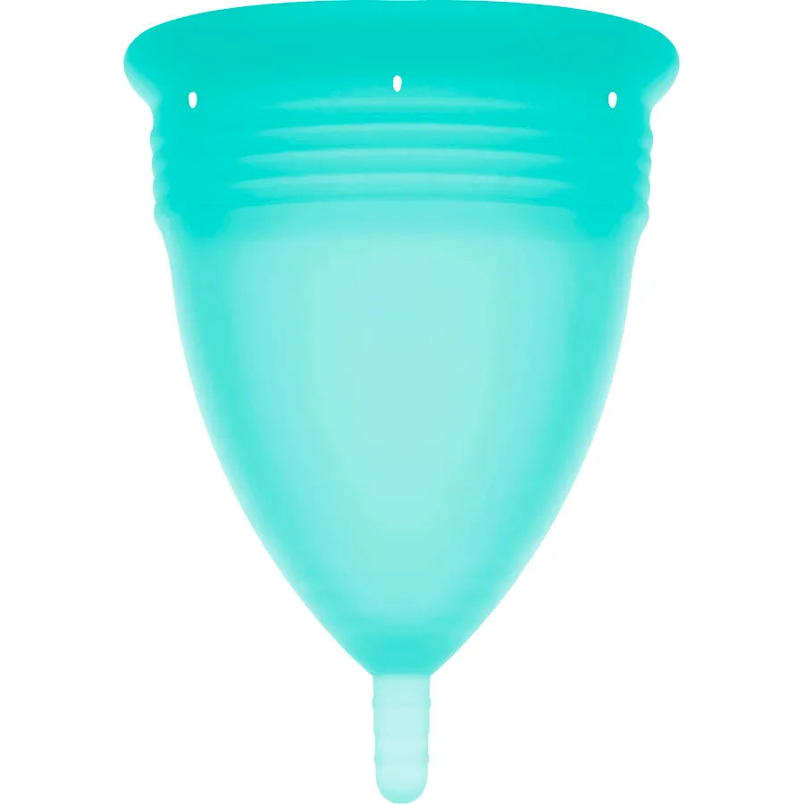 Coupe menstruelle en silicone bleu FDA Sport, design ergonomique pour confort et sécurité, idéale pour femmes actives.