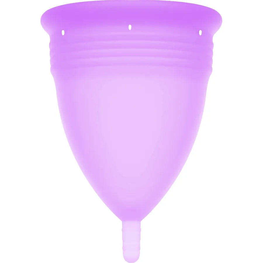 Coupe menstruelle silicone sport violette, forme ergonomique, idéale activités sportives, confort et sécurité 12h.