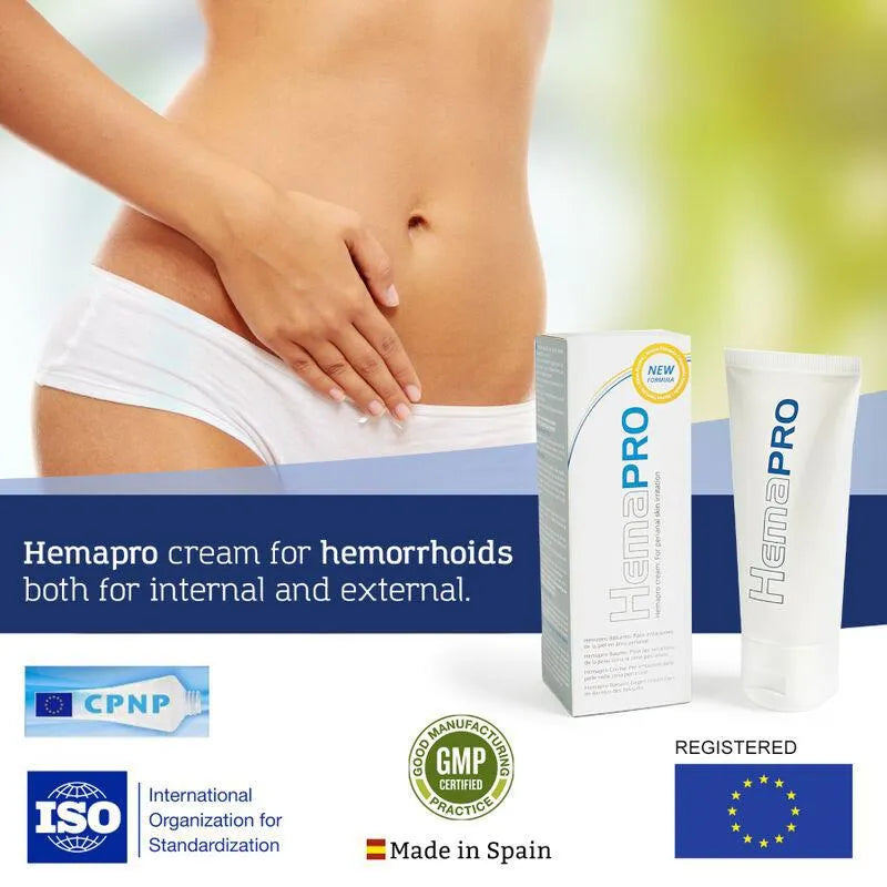 Crème apaisante pour hémorroïdes externes, tube blanc avec boîte, soulagement rapide et efficace, améliore circulation.