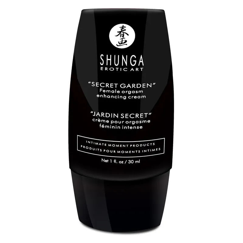 Crème noire pour sensibilité clitoridienne, effet aphrodisiaque, tube élégant, texte blanc, 30 ml.