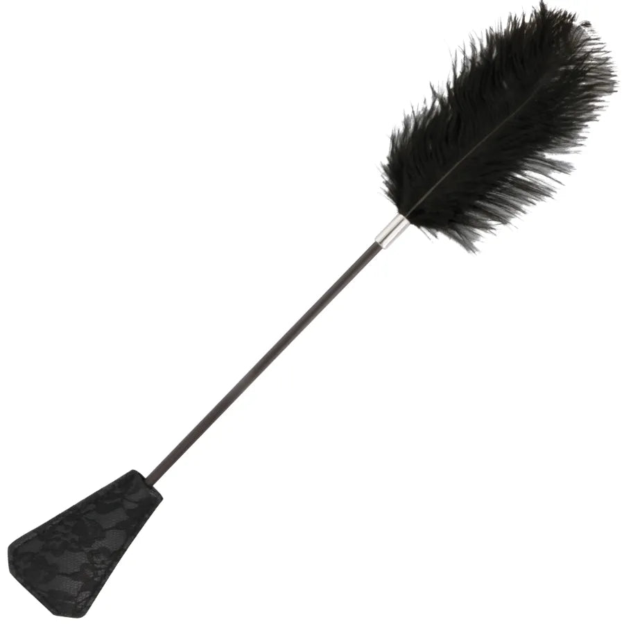 Cravache BDSM Plume Noire Double Face 56cm