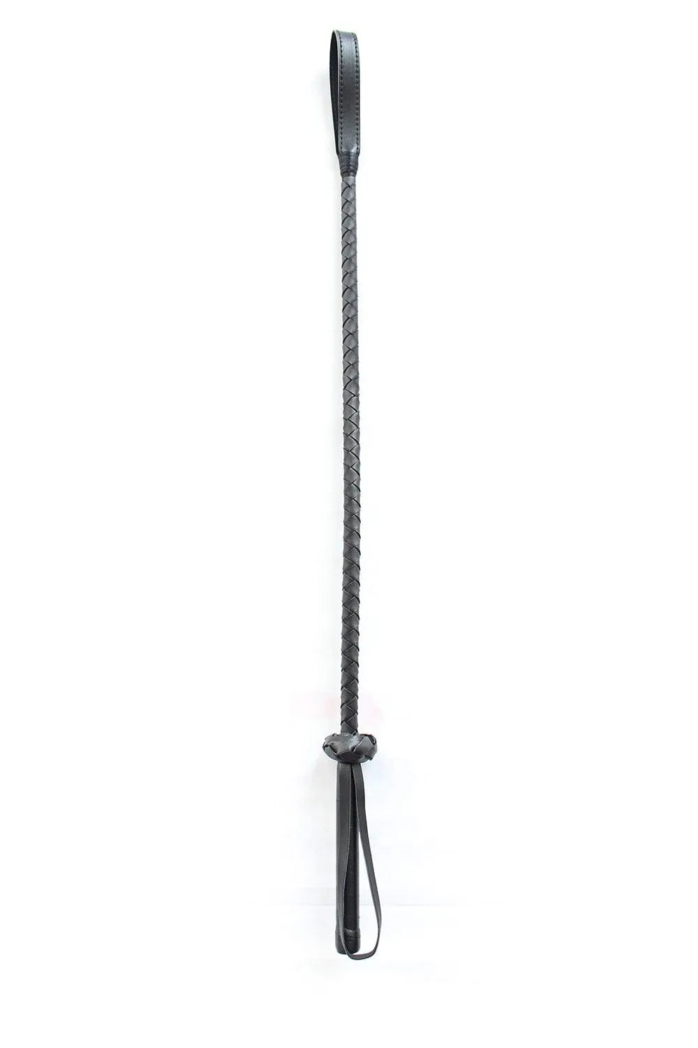 Cravache noire rigide en PVC de 71 cm pour BDSM, idéale pour jeux de domination et soumission, design élégant et fonctionnel.