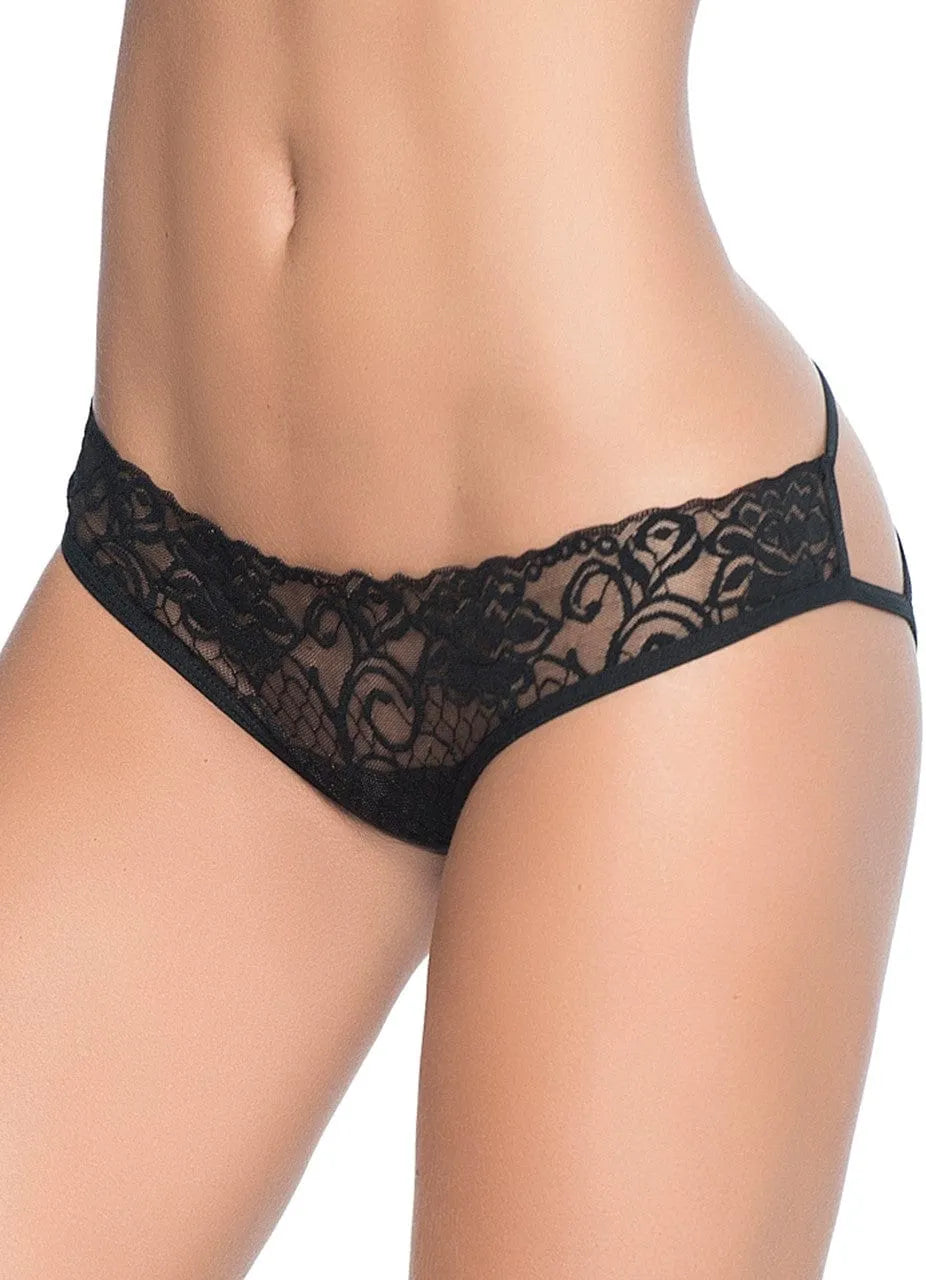 Culotte noire sexy en dentelle, style cage, 88% nylon, 12% élasthanne, allure séduisante, confort optimal.