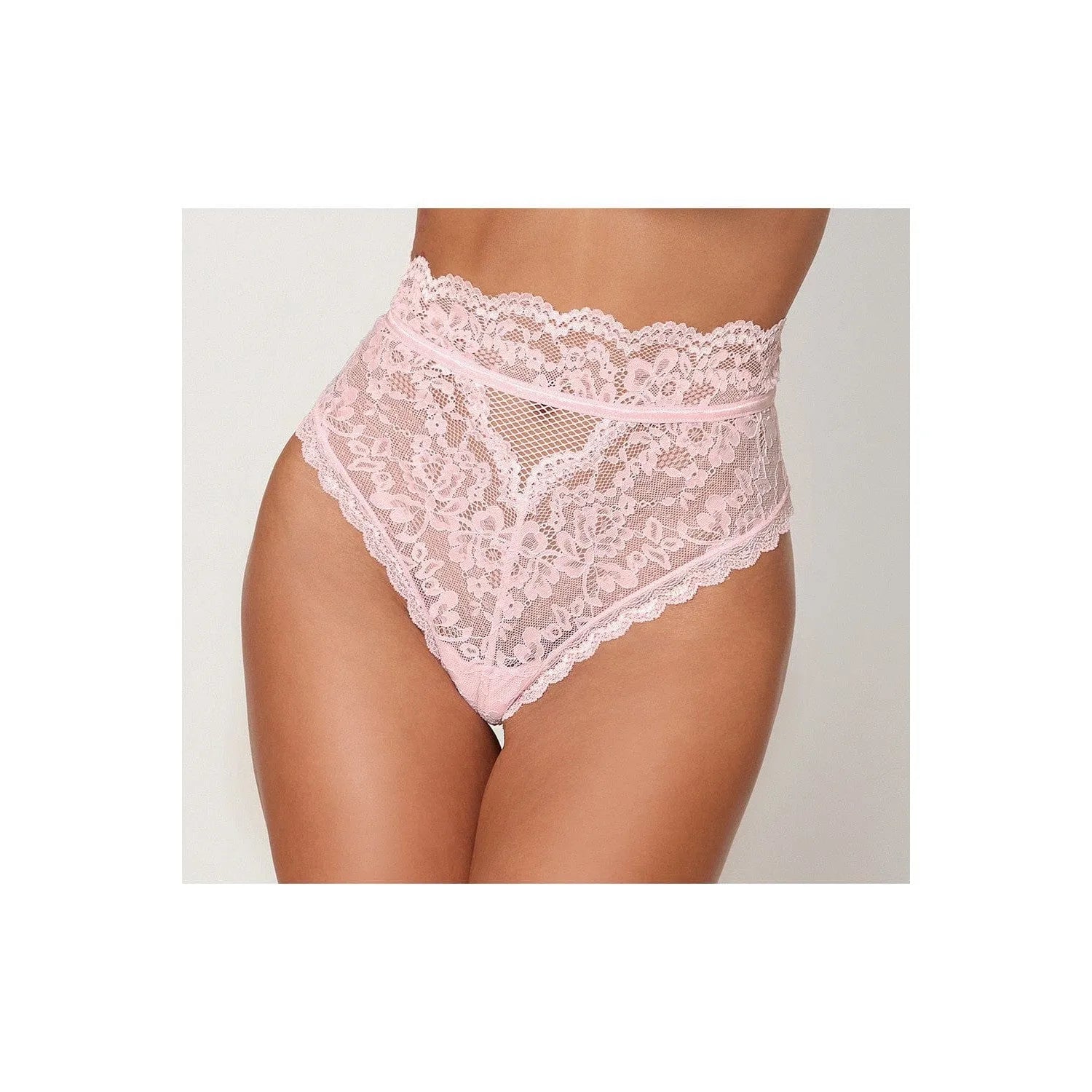 Culotte Rose Taille Haute En Dentelle Élégante