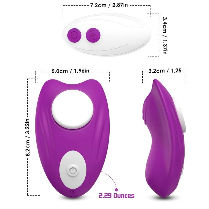 Culotte vibrante violette étanche USB, silicone médical, 9 modes, stimulation discrète, télécommande incluse.
