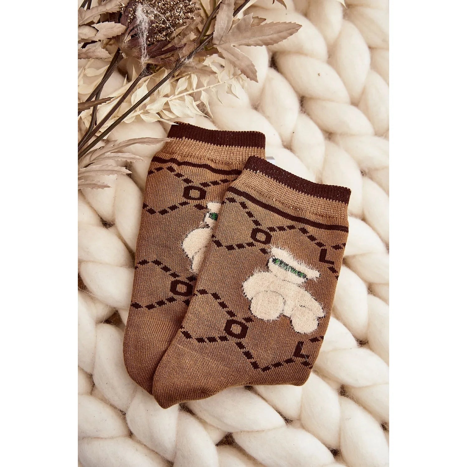 Chaussettes chaudes femme ourson coton élasthanne ajustées journées froides