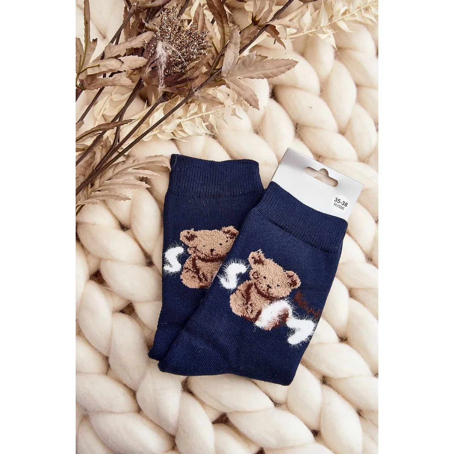 Chaussettes chaudes femmes ourson coton ajustées journées froides