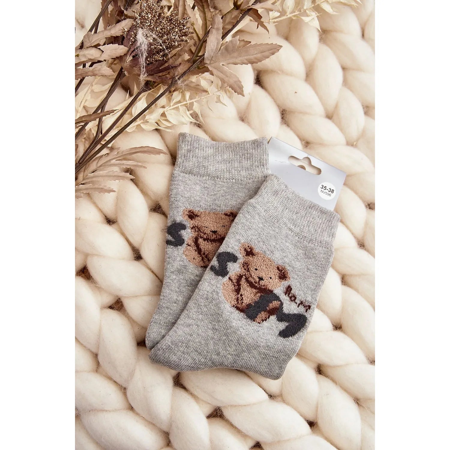 Chaussettes chaudes femmes ourson coton ajustées journées froides 191176