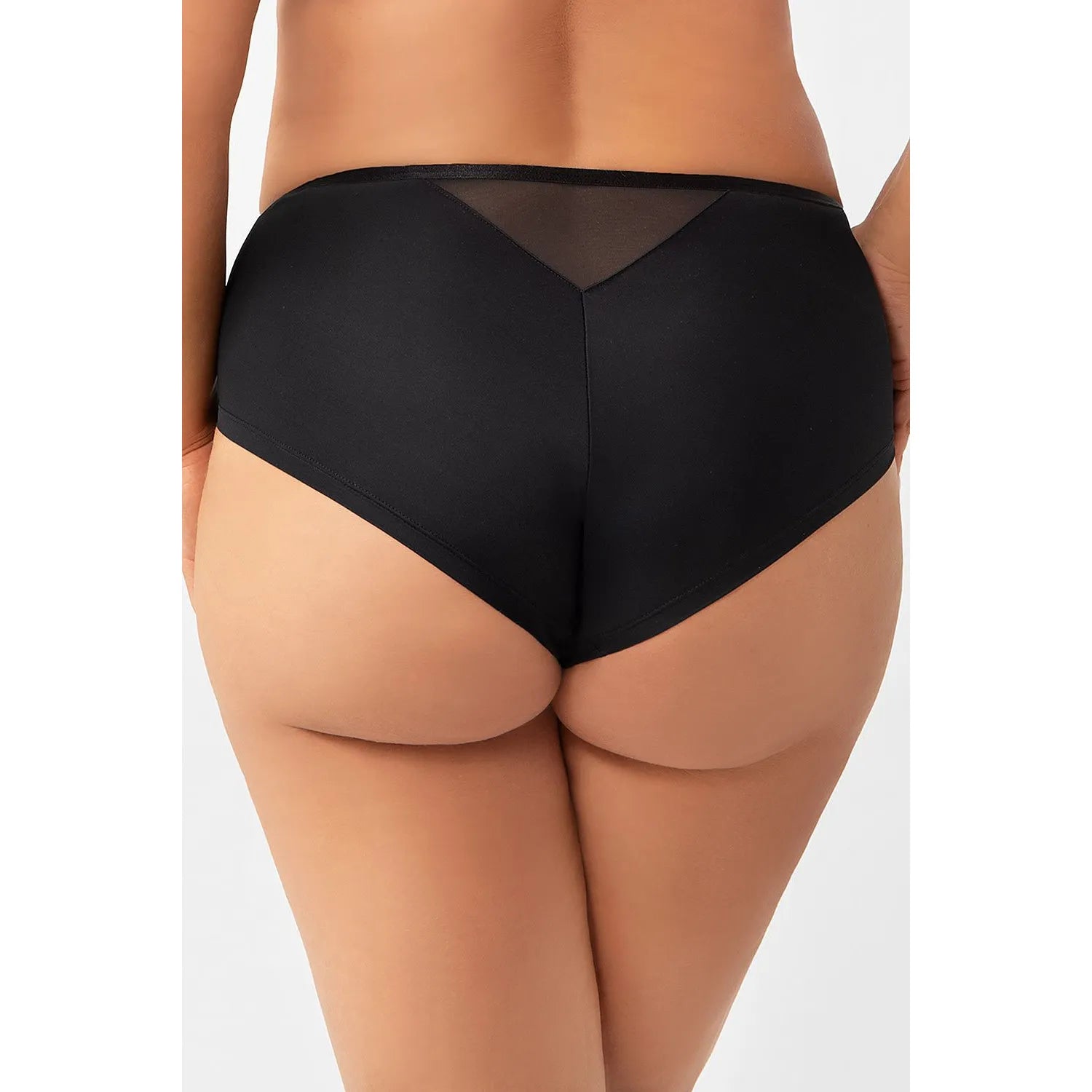 Culottes noires taille haute Gorsenia, microfibre douce, broderie décorative, ajustement parfait, confort quotidien.
