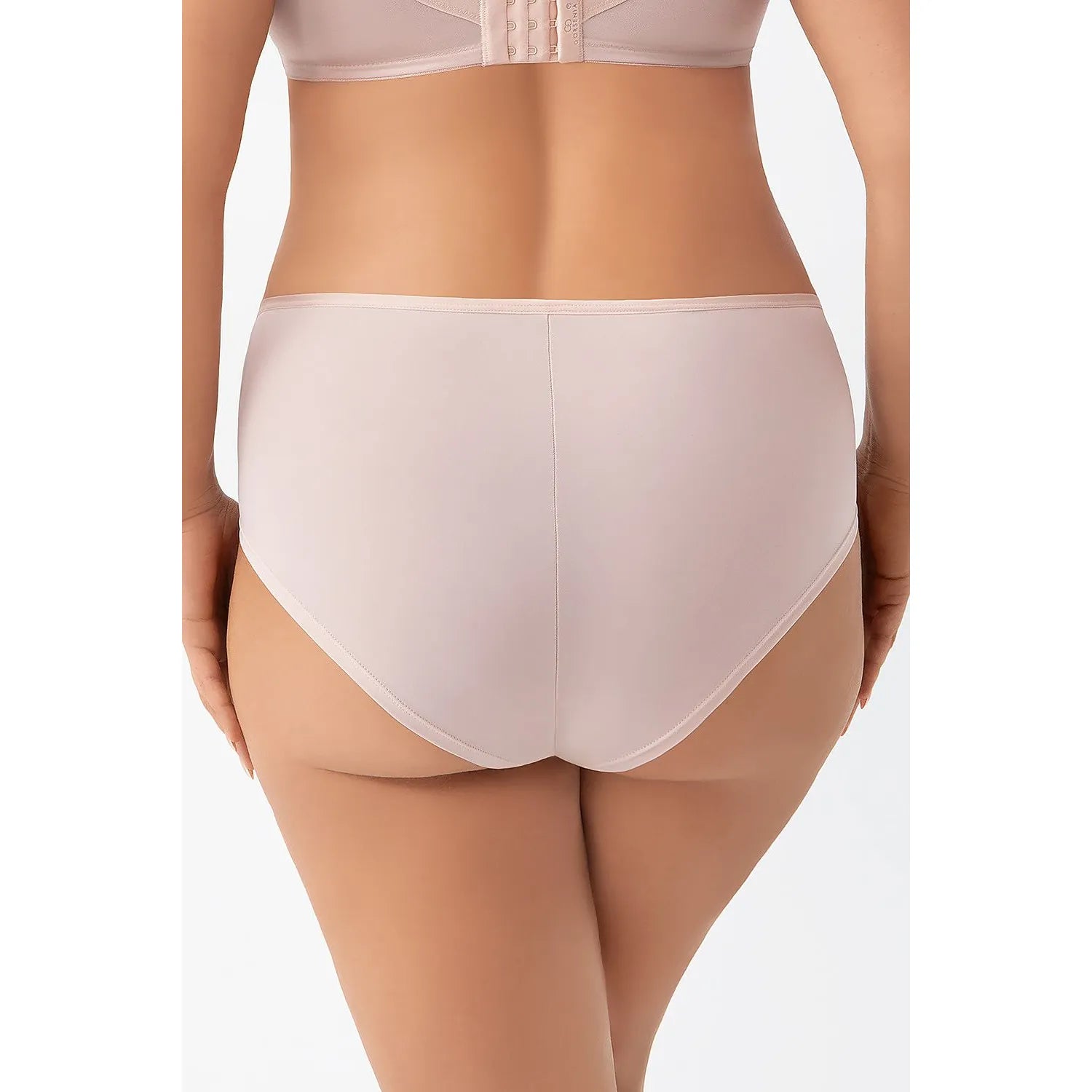 Culottes taille haute beige Gorsenia, arrière lisse, broderie délicate, ceinture plate, confort et élégance féminine.