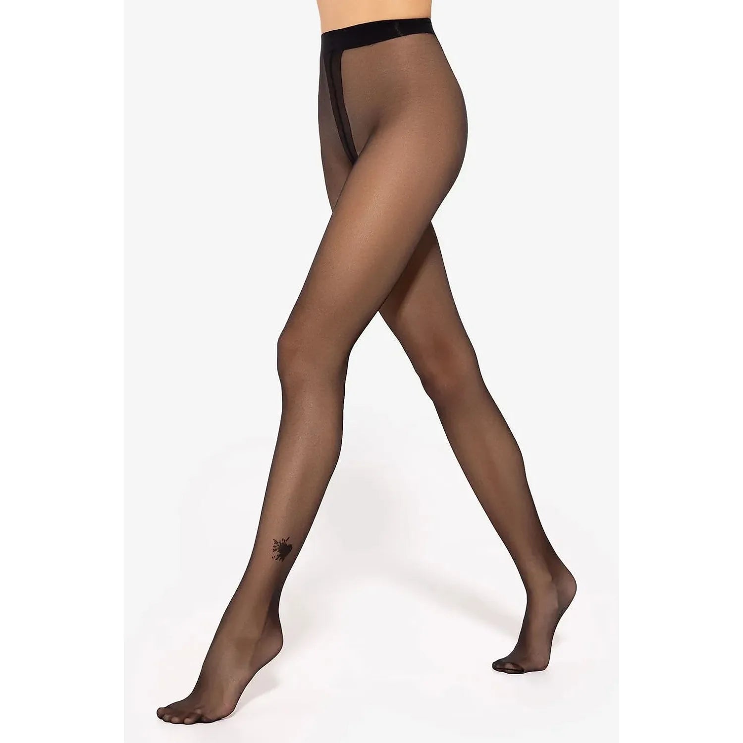 Collants noirs Gatta avec motif cœur sur le mollet, taille haute, sans ligne de culotte, élégants et confortables.