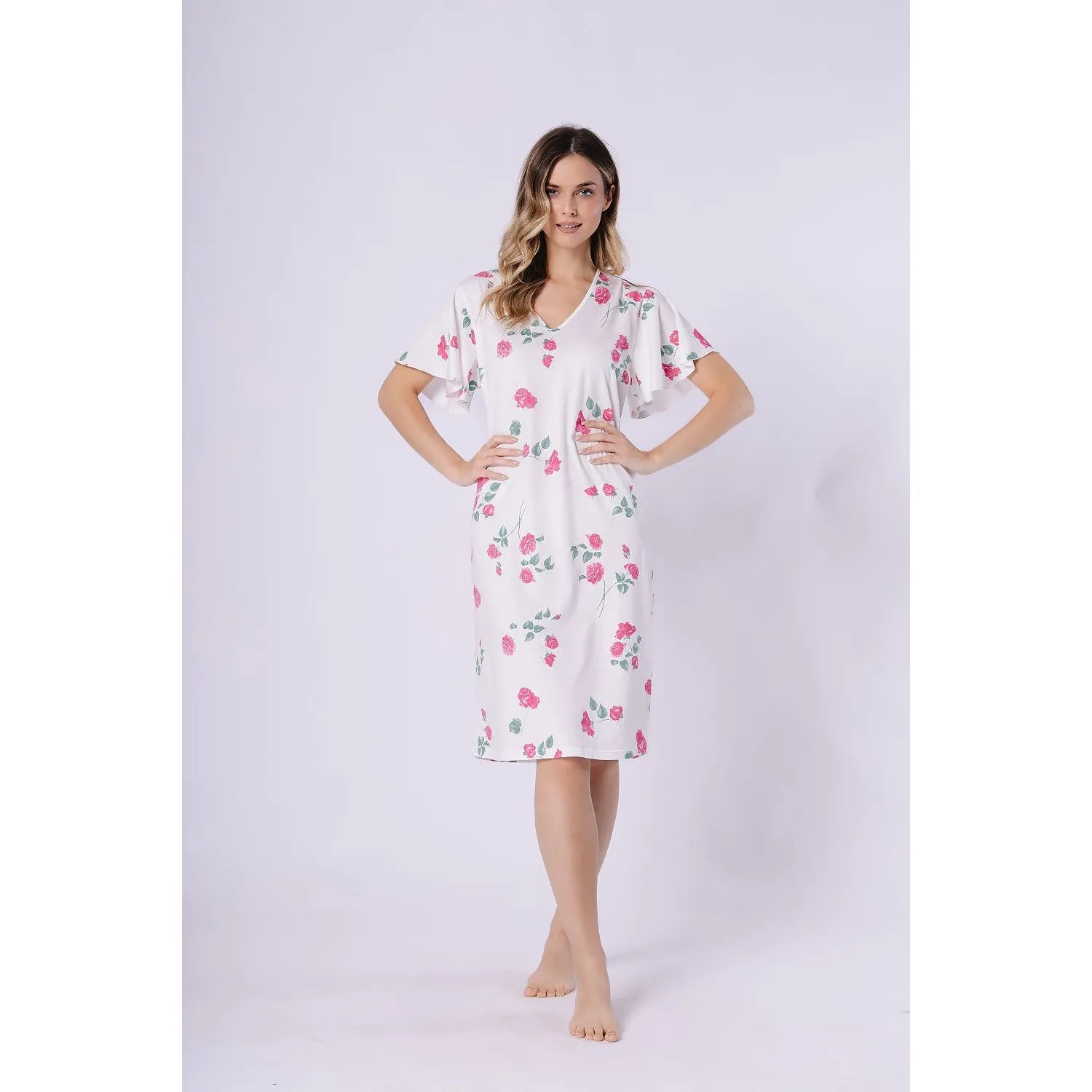 Chemise de nuit coton confortable à manches courtes et imprimé décontracté M-Max