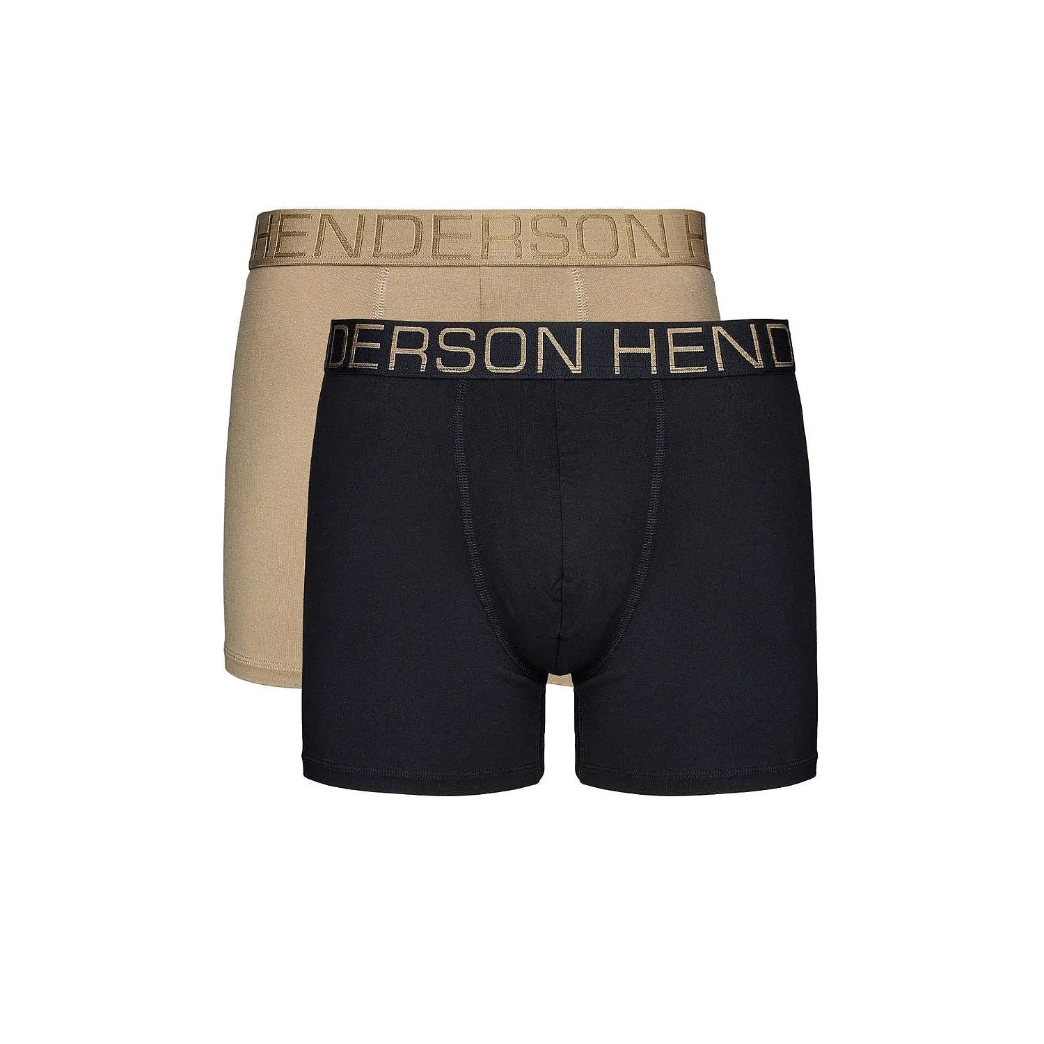 Boxers homme Henderson, pack de 2, beige et noir, coton élasthanne, coupe ajustée, confort moderne, cadeau idéal.