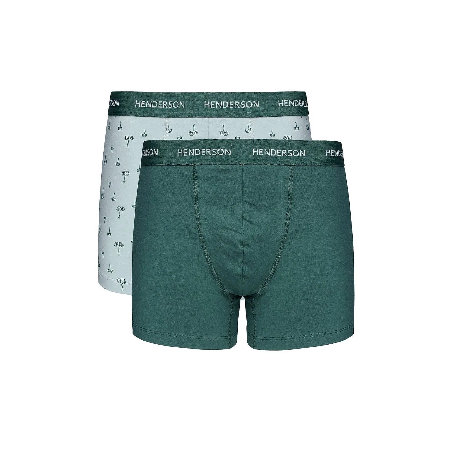 Boxers hommes Henderson, vert uni et imprimé moderne, tissu respirant, ajustement parfait, design élégant et confortable.