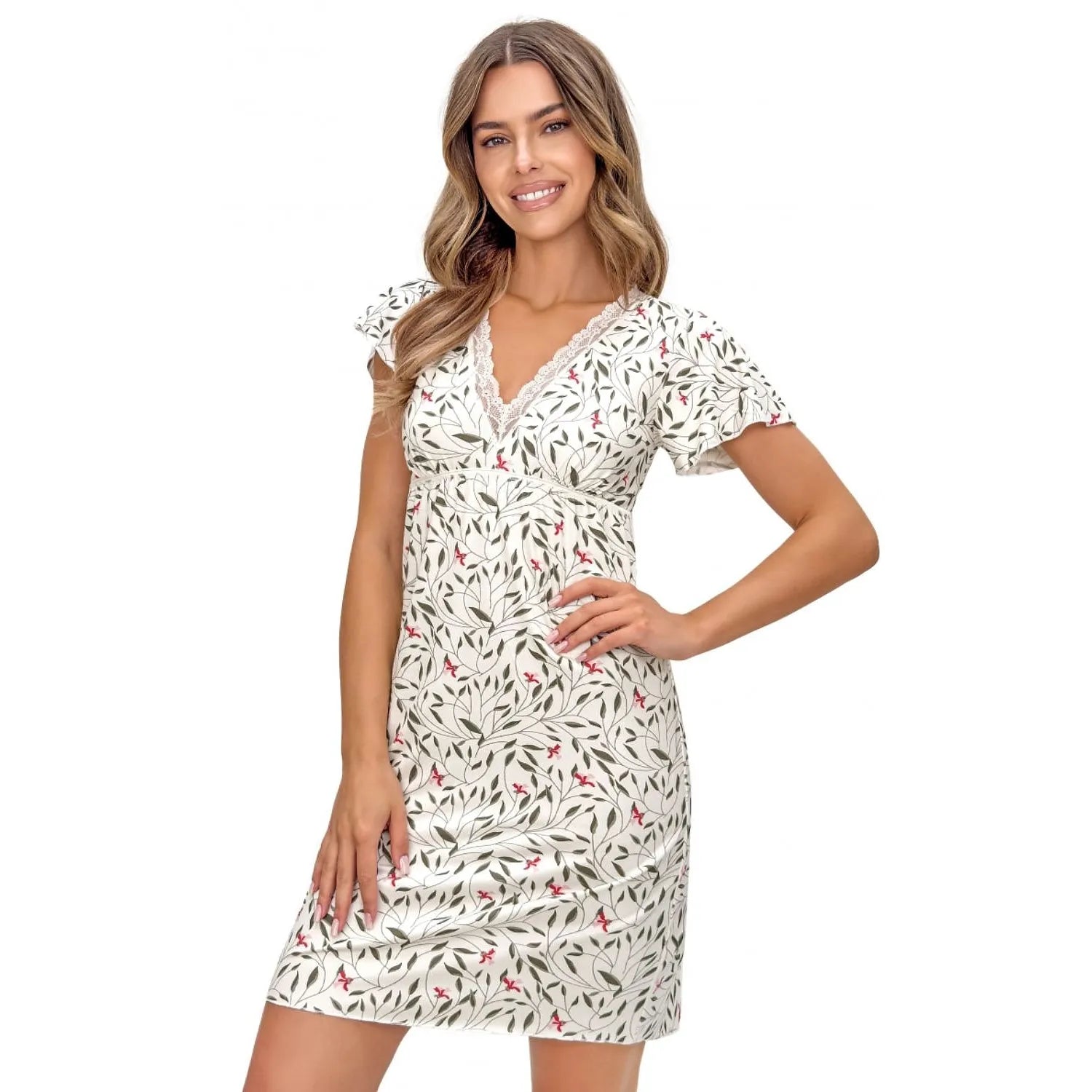Chemise de nuit élégante dentelle broderie confort viscose femme style romantique