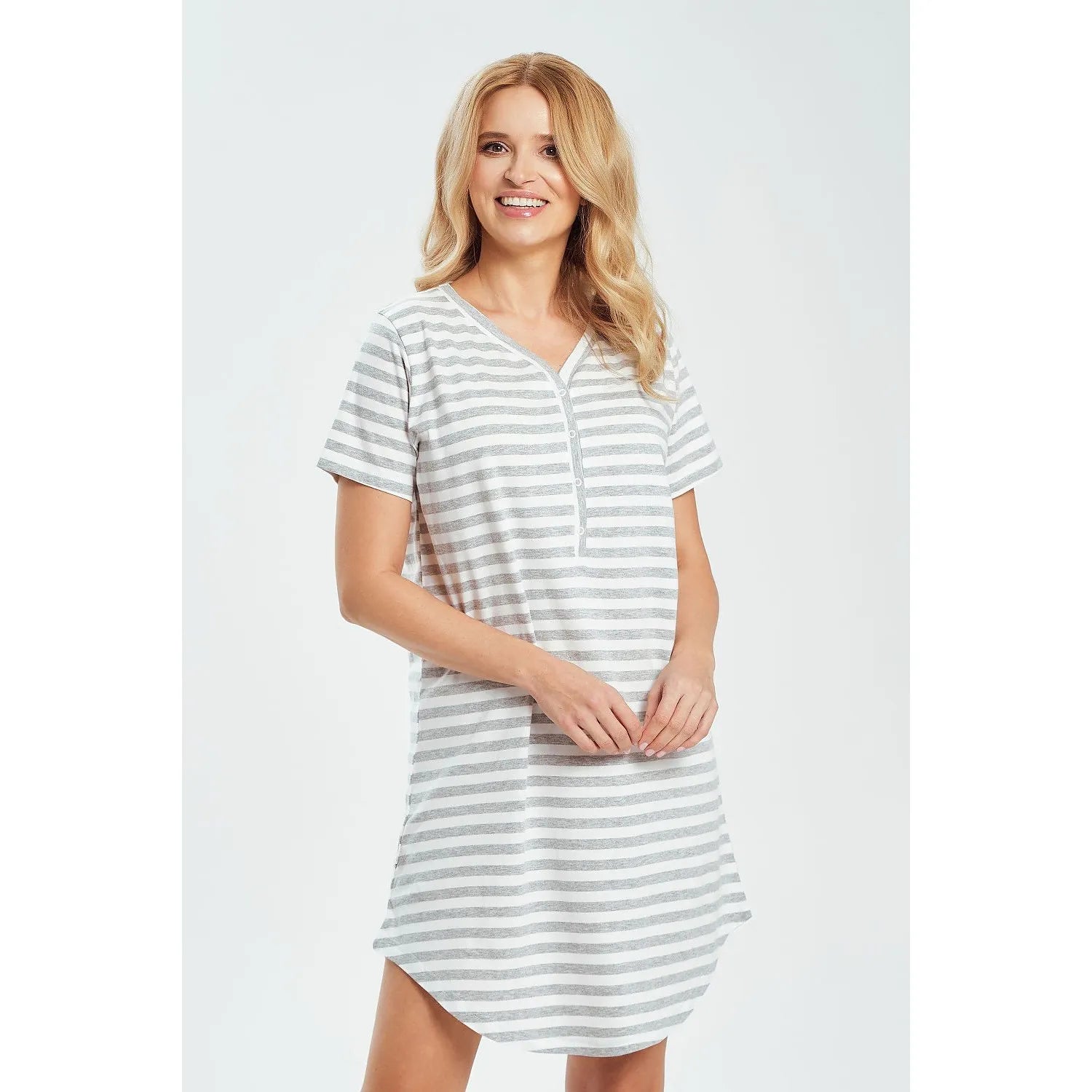 Chemise nuit coton manches courtes boutons pression féminine Taro 225169