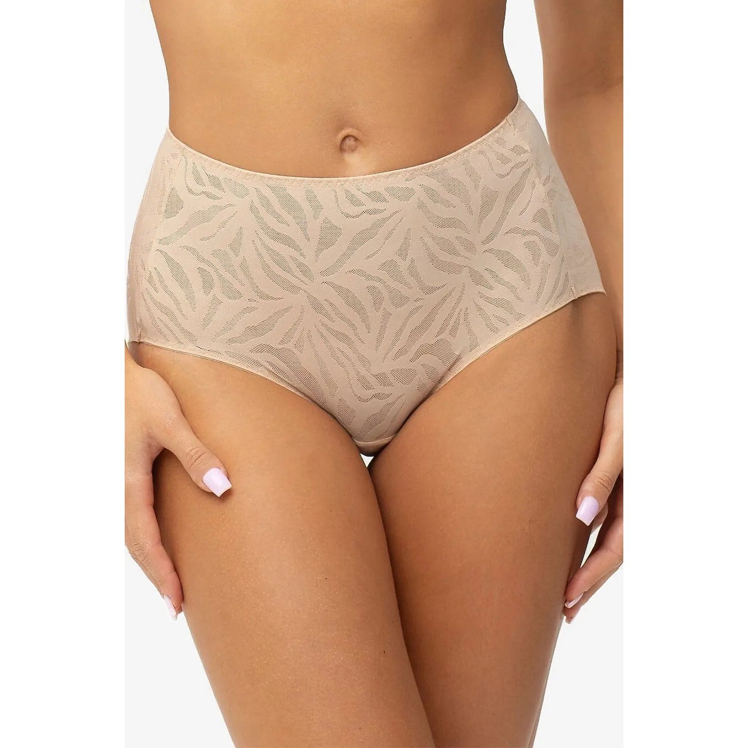 Culottes taille haute beige Gatta 225171 en coton respirant, motif floral, confort et élégance pour femmes.